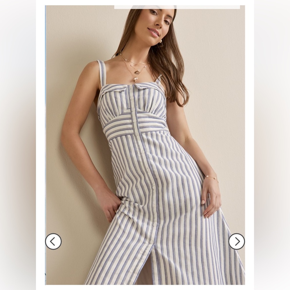 Francesca’s Patricia Striped Button Down Midi Dress